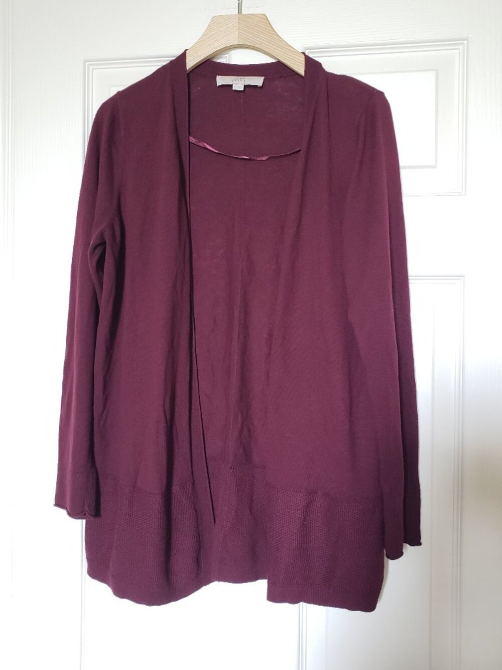 LOFT Women's Burgundy Open Front Knit Cardigan - Size XL - EUC